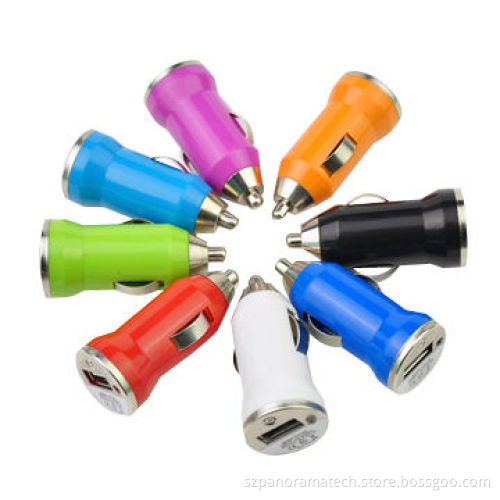 Colorful Mini USB Car Charger with DC 12-24V, 1000mAh, Charger for All Phones, MP3/MP5, GPS